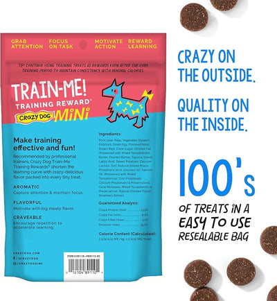 Crazy Dog Mini Train-Me! Training Treats 10 oz. Bag, Bacon Flavor, with 500 Treats per Bag, Recommended by Dog Trainers