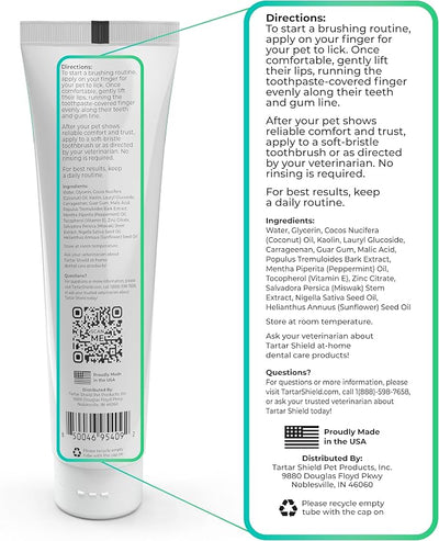 Tartar Shield® Pro Care Natural Coconut Dental Kit for Dogs & Cats, VOHC Accepted, Toothpaste with Toothbrush & Finger Brush, Clinically Proven Plaque, Tartar & Halitosis Reduction, 3 oz.