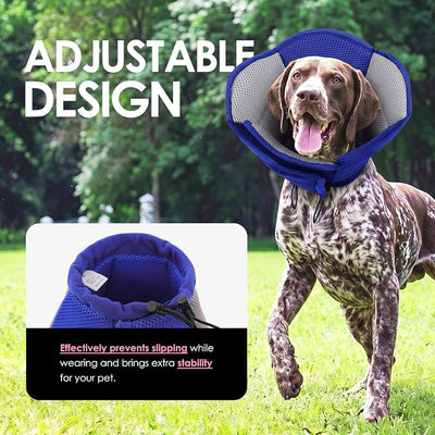AOFITEE Large Dog Cone - Adjustable Dog Cone to Stop Licking, Foldable Extra Large Cones Dogs for Wound Healing, Pet Elizabethan Cones Collar After Surgery, XL Fabric Pet Neck Collar, Blue X-Large