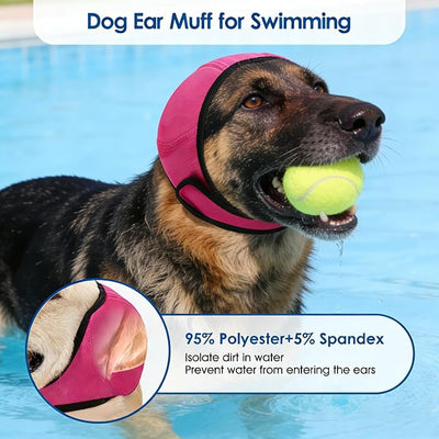 Dog Shower Cap, No Flap Ear Wraps for Dogs, Dog Ear Muffs for Bath – Waterproof Pet Ear Covers for Swimming & Noise Anxiety Relief (Pink, M (Head Circumference 14"-19"))