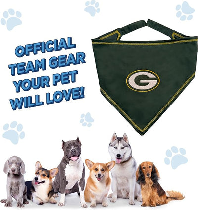 Pets First NFL Green Bay Packers TIE Bandana, Large/X-Large. Dog Bandana Scarf Bib for Pet Cat Dog. The Ultimate Game-Day, Party Bandana