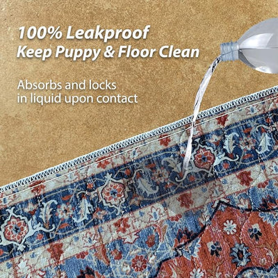 nunubaby Washable Pee Pads for Dogs, Stylish, Non-Slip and Leak-Proof Pee Pads. Reusable Potty Pads for Dogs for Crates and Floors.(Red/Floral,72" x72" )
