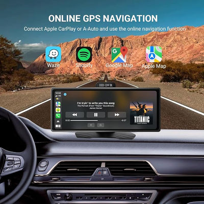 Haudio ‌10.26 Inch Wireless CarPlay & Android Auto Car Display with 1080P Dash Cam & Backup Camera All-in-One Smart Car Stereo Free 64GB SD Card