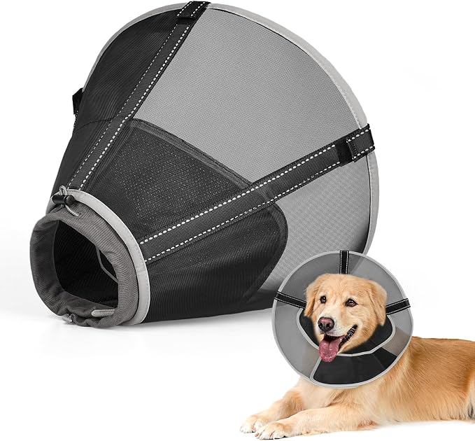Breathable Mesh Dog Cone Collar for Surgery, Soft Elizabethan Recovery Alternative to Stop Licking,Pet Neck Collar for Large Medium Small Breeds, S