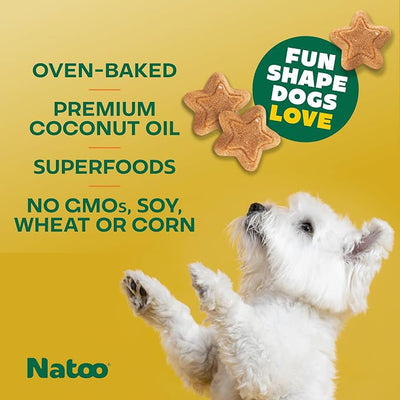 NATOO Natural Dog Biscuits for Small Dogs, Grain-Free Peanut Butter | Collagen, Prebiotics, Fiber & Omega 6, Supports Digestion, Skin, Coat, Joints & Immunity, Allergy-Friendly, 8 oz