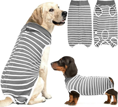 Recovery Suit for Dogs, Soft Dog Surgery Suit for Female Spay Male Neuter | Dog Cone Alternative Surgical Recovery Shirt for Abdominal Wounds, Anti-Licking Pet Clothes for Dogs Cats, Grey, XXX-Large