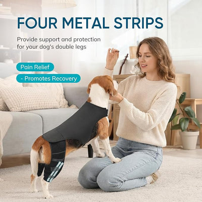 Adjustable Dog Knee Brace for ACL Tear and Arthritis Recovery - Dual Hind Leg Support with Harness Connection - Orthopedic Leg Brace for Joint Stability and Pain Relief in Dog ((XL)
