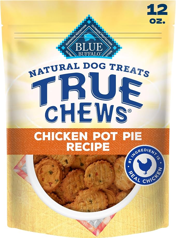 Blue Buffalo True Chews Chicken Pot Pie Natural Dog Treats, Real Meat Dog Snacks, Healthy Reward or Training Treat, Made in the USA with Real Chicken & Natural Ingredients, 12 oz.