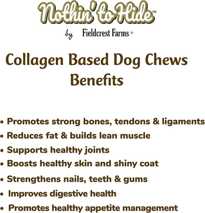 Fieldcrest Farms Nothin' to Hide Twist Stix, Beef Bully Flavor, Easily Digestible, Supports Skin, Coat, Joints & Muscles, for Moderate Chewers Under 15lbs, 10 Pack