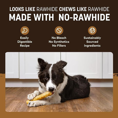 Earth Animal No Hide Chews - Long Lasting Rawhide Free Medium Dog Chews Rolls, Venison - 3 Count Value Pack