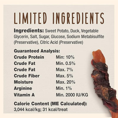 Cadet Gourmet Sweet Potato & Duck Dog Treats Wraps - Healthy & Natural Sweet Potato & Duck Dog Training Treats for Small & Large Breeds - Inspected & Tested in USA (14 oz.)