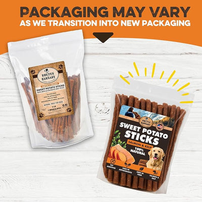 Sweet Potato Dog Treats - Grain Free, Salmon & Kelp Crunchy Sticks - Great Tasting, Promotes Positive Dog Gut Health with Natural Anti-Diarrhea Properties, No Preservatives Added (14oz)