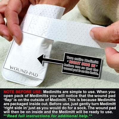 Medimitt Paw Bandages for Dogs, Cats and Pets – Stretchy Medical Booties, First Aid for Paws – Non Slip, Non Adhesive, Breathable, Disposable, Washable, Adjustable Strap, Value Pack (Medium 20-Pack)