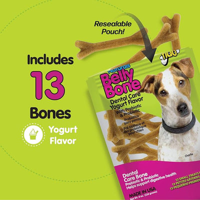Fido - Belly Bones for Dogs, 13 Yogurt Flavor Small Dog Dental Treats (Made in USA) - 13 Count Dog Treats for Small Dogs - Plaque and Tartar Control for Fresh Breath, Digestive Health Support