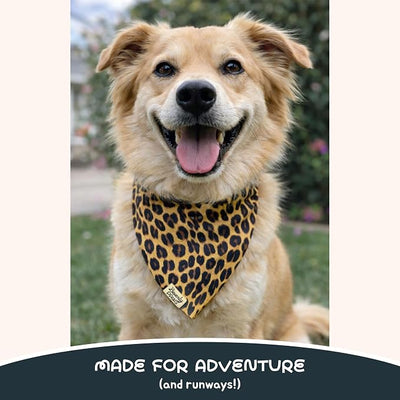Snap-On Dog Bandana for Small Medium Large Pets, Dogs Cats Adjustable Handkerchief Scarf for Girl & Boy, Funny Cute Puppy Apparel & Accessories (Cheetah, X-Large)