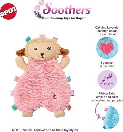 SPOT Soothers Tabbie Lambie Dog Toy - 8in Mini Stuffing-Free Calming Plush with Lavender Scent & Squeaker for Toy Breeds & Puppies, Anxiety Relief - 1 of 3 Assorted Colors, Sent at Random