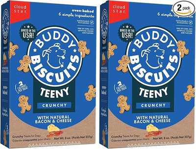 Buddy Biscuits Cloud Star 8 oz. Box Teeny Crunchy Dog Treats Made with Bacon & Cheese (Pack of 2)