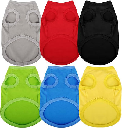Paiaite 6 Pieces Plain Dog Shirt Sleeveless Puppy Cotton Dog Shirts Breathable Pet Apparel Tank Top Colorful Puppy Sweatshirt Clothes for Small Medium Dogs L