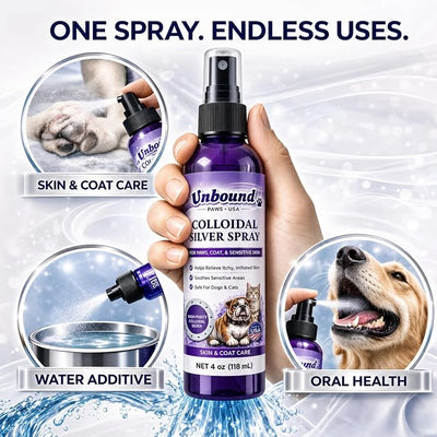 Colloidal Silver Spray for Dogs & Cats – Gentle Skin & Coat Support – Soothes Irritated Skin, Rashes & Scratches – Natural Pet Care – 4 Oz