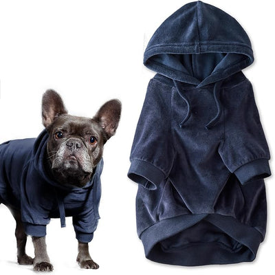 Pet Passion Cooper II Organic Cotton Velour Dog Hoodie Pet Coat for Small, Medium and Large Dogs, Navy, XX-Large (70-110 lbs)
