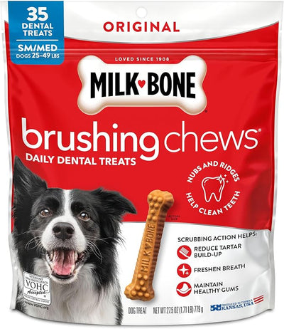 Milk-Bone Brushing Chews Original Chicken Flavor Daily Dental Dog Treats, Small/Medium, 27.5 Oz. Bag