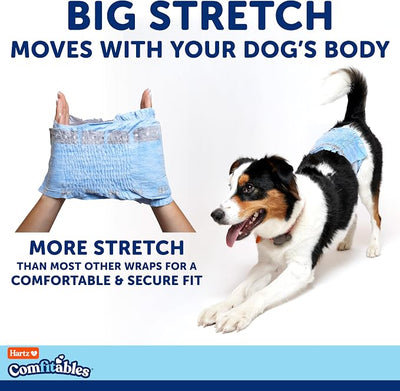Hartz Comfitables Disposable Male Dog Wraps with Stretchy Waistband, Medium 36 Count