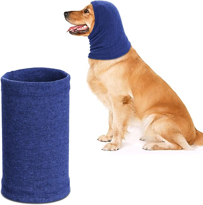 Rbenxia Dog Ear Muffs - Noise Protection & Warmth Winter Ear Scarf (Blue, Large)