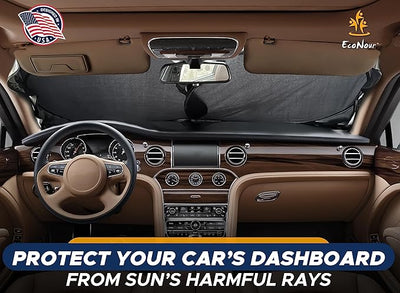 EcoNour Foldable Sunshade for Car Windshield | Dashboard Shield for Your Vehicle | Auto Window Shades for UV Rays and Sun Screen Protection | XXXX-Large (75 inches x 37 inches)