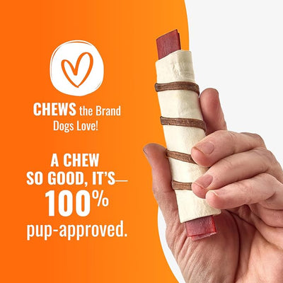 GOOD 'N' FUN Triple Flavor Wraps with Beef Tendon Chews, High-Protein Dog Treat for All Adult Dogs, Made with Real Beef Hide, Chicken & Beef Tendon, 8 Count