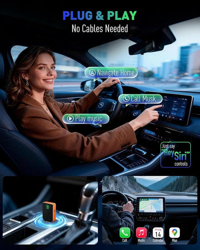 Wireless CarPlay for iPhone, 2026 Upgraded 2-in-1 Android Auto CarPlay Wireless, Convert Wired to Wireless, Fast & Stable, Plug & Play, Compatible with Factory Wired CarPlay Car 2016+
