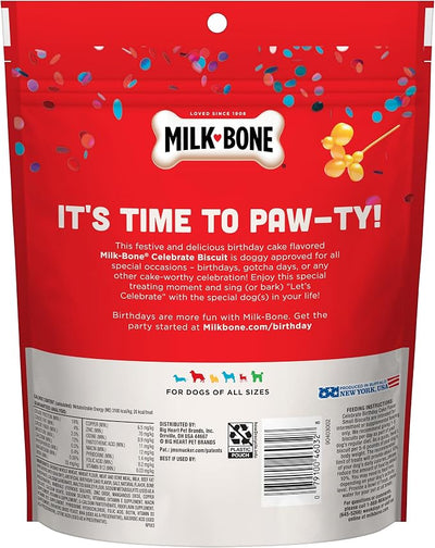 Milk-Bone Celebrate Birthday Cake Artificially Flavored Biscuits, Small Dog Treats, 8 oz. Bag (Pack of 2)