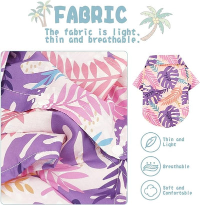Hawaiian Dog Shirt – Lightweight and Breathable Summer T-Shirt with Tropical Prints, Fun Beach Outfit for Small, Medium, and Large Dogs, Perfect for Hot Days and Outdoor Vacation.Palm Leaves M
