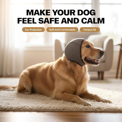 Dog Ear Muffs, No Flap Ear Wraps for Dogs Hematoma - Waterproof Elastic Ear Cover with Calming Hoodie