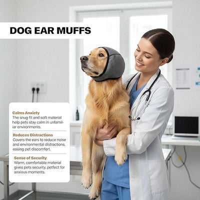 Dog Ear Muffs, No Flap Ear Wraps for Dogs Hematoma - Waterproof Elastic Ear Cover with Calming Hoodie