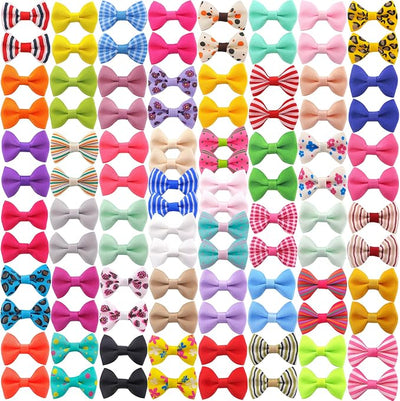 QingHan Dog Hair Bows Small Puppy Bowknot Clips for Pet Grooming Accessories Doggy Gifts 100Pcs (50 Pairs)