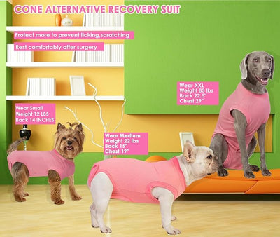 Recovery Suit for Dogs,Dog Cone Alternative Zipper Surgery Suit Female Spay,Soft Dog Surgery Suit for Anti Licking,Breathable Surgical Suit for Dogs Female Spay