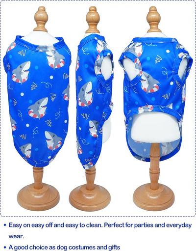PET SHOW 4 Pack Paw Bone Printed Dog Clothes Shirts Soft Vest Lightweight Sleeveless Cats Doggies T-Shirts Puppies Tank Top Tee for Small Medium Dogs White Black Pink Blue (Small, Blue for Boys)