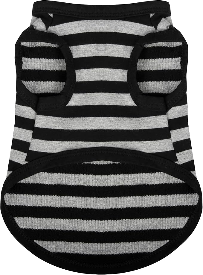 Paiaite Striped Shirt Happy Color Cotton Sleeveless Tank Top for Small Medium Dogs, Grey XXL