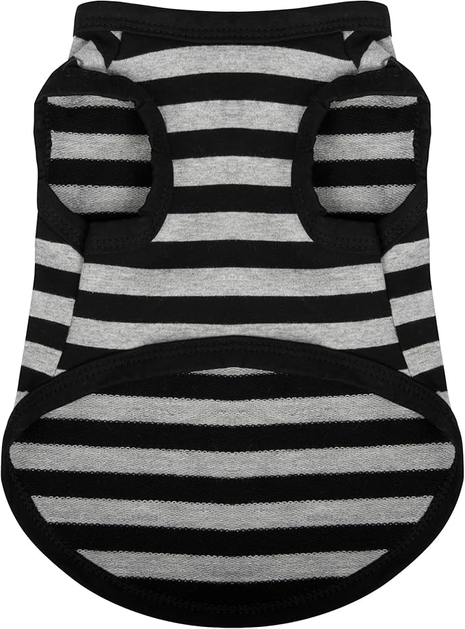 Paiaite Dog Striped Shirt Cotton Sleeveless Tank Top Grey L