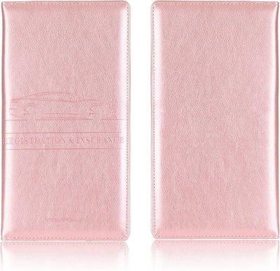 TOURSUIT Car Registration and Insurance Card Holder, Vehicle License Document Glove Box Compartment Organizer, Interior Car Accessories for Women Men (Rose Gold)