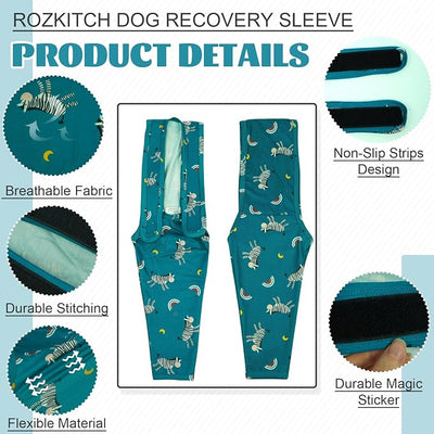 ROZKITCH Dog Arm Sleeves for Licking for Front Right Left Leg, Pet Prevent Licking Wound Elbow Protector, Recovery Suit Cone Collar Alternative for Sprain ACL CCL Arthritis Joint Care Zebra 2XL