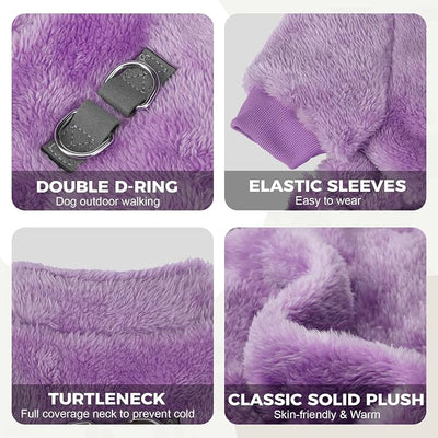 PAWCHIE Dog Fuzzy Velvet Pajamas,Dog Sweater Winter Cloth for Small Dogs Cat,Boy Girl,Pet Jumpsuit, Doggy Apparel for Teacup Yorkie Chihuahua,Purple,SM