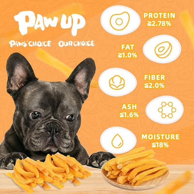 PAWUP Sweet Potatoes Strips Dog Treats - Single Ingredient Soft Chews w/Taurine, Chewy Sticks for Small & Medium Dogs, Easy to Digest, 12.5oz (Pack of 2)