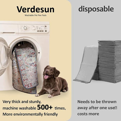 Washable Pee Pads for Dogs, Reusable Puppy Potty Training Pads, Ultra-Absorbent Thick Waterproof Leak-Proof Non-Slip Pads & Mat for Crate, Playpen, Floor, Whelping & Housebreaking , 2 Pack 36"x48"
