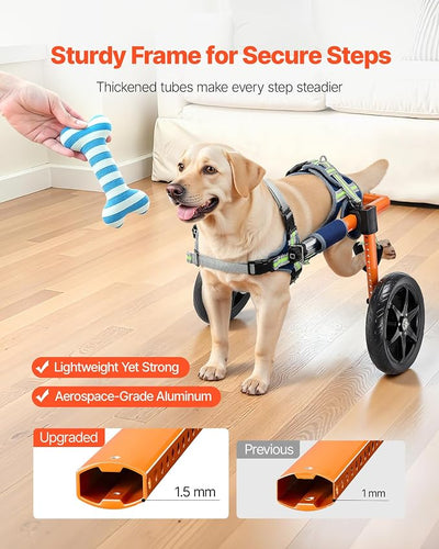 VEVOR Dog Wheelchair for Back Legs, Lightweight 2 Wheels Pet Wheelchair, Height, Width & Length Adjustable, Dog Cart with Shock-Absorbing Wheels, for Injured, Disabled Dogs
