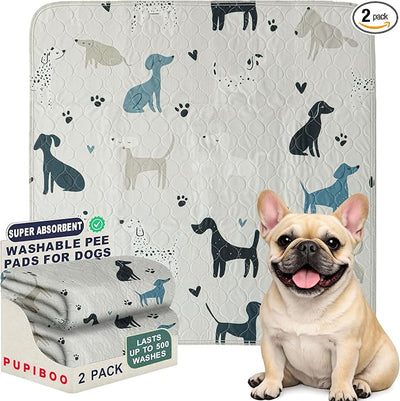 PUPIBOO Washable Pee Pads for Dogs and Cats - Super Absorbent Reusable Puppy Training Pads - 100% Waterproof, Leak-Proof & Non-Slip Whelping Pads for Pet Housebreaking