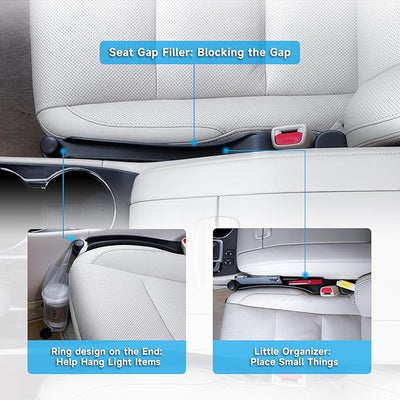 Givifive Car Seat Gap Filler Set of 2, 3IN1 Seat Side Gap Filler Plug with Storage Slot & Hook Function, Soft Foam Universal Fit Car SUV Truck Fill Gap Between Seats Console Organizer（Narrow Black）
