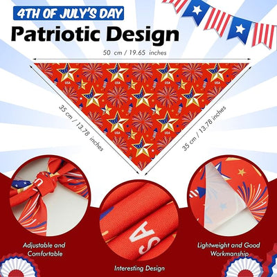 Weewooday 50 Pcs 4th of July Dog Bandanas Bulk for 1776 Patriotic 250th Anniversary Star Red White and Blue Independence Day Flag Scarf for Small Medium Large Outfit(Star, 19.7 x 13.8 x 13.8 Inch)