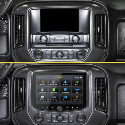 Stinger HORIZON10 Silverado & Sierra (2014-18) 10.1” HD Touchscreen Car Stereo & iGO GPS Nav Card, Wireless Apple CarPlay/Android Auto Radio, Bluetooth Receiver Head Unit, Off-Road Gauges, Audio EQ