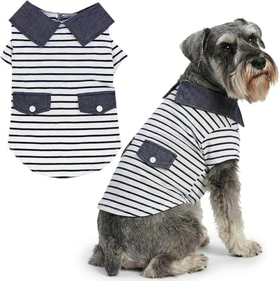 Parisian Pet Preppy Boy Polo Dog Shirt – Classic Cotton Pet Apparel with Collar - Soft Breathable Puppy T-Shirt - Cute Trendy Dog Clothes - Ideal Summer Clothes for Large Dogs - Shirts for Dogs Boy